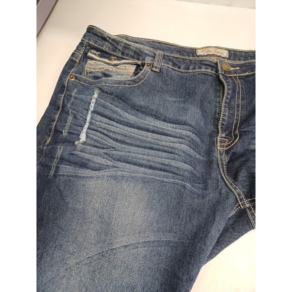 Elite Jeans Sz 23/24 Blue Denim Stretch Flap Pockets Distressed Plus Size - Picture 5 of 7